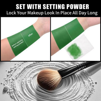 Drawdart Witch Green Face Body Paint Stick, St. Patrick's Day Face Paint Makeup Accessories, Full-Coverage Hypoallergenic Camo Hulk Hunting FacePaint, Halloween SFX Cosplay Costume Party Green Makeup