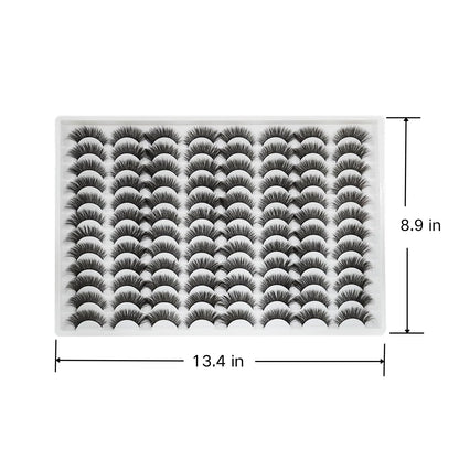Azenlo False Eyelashes 48 Pairs Faux Mink Lashes 14mm Wispy Lashes 3D Fluffy Cat Eye Lashes Pack Bulk Wholesale Strip Lashes(style 48-045)