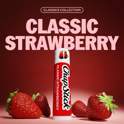 ChapStick Classic Strawberry Lip Balm Tubes, Lip Care and Lip Moisturizer - 0.15 Oz (Pack of 12)