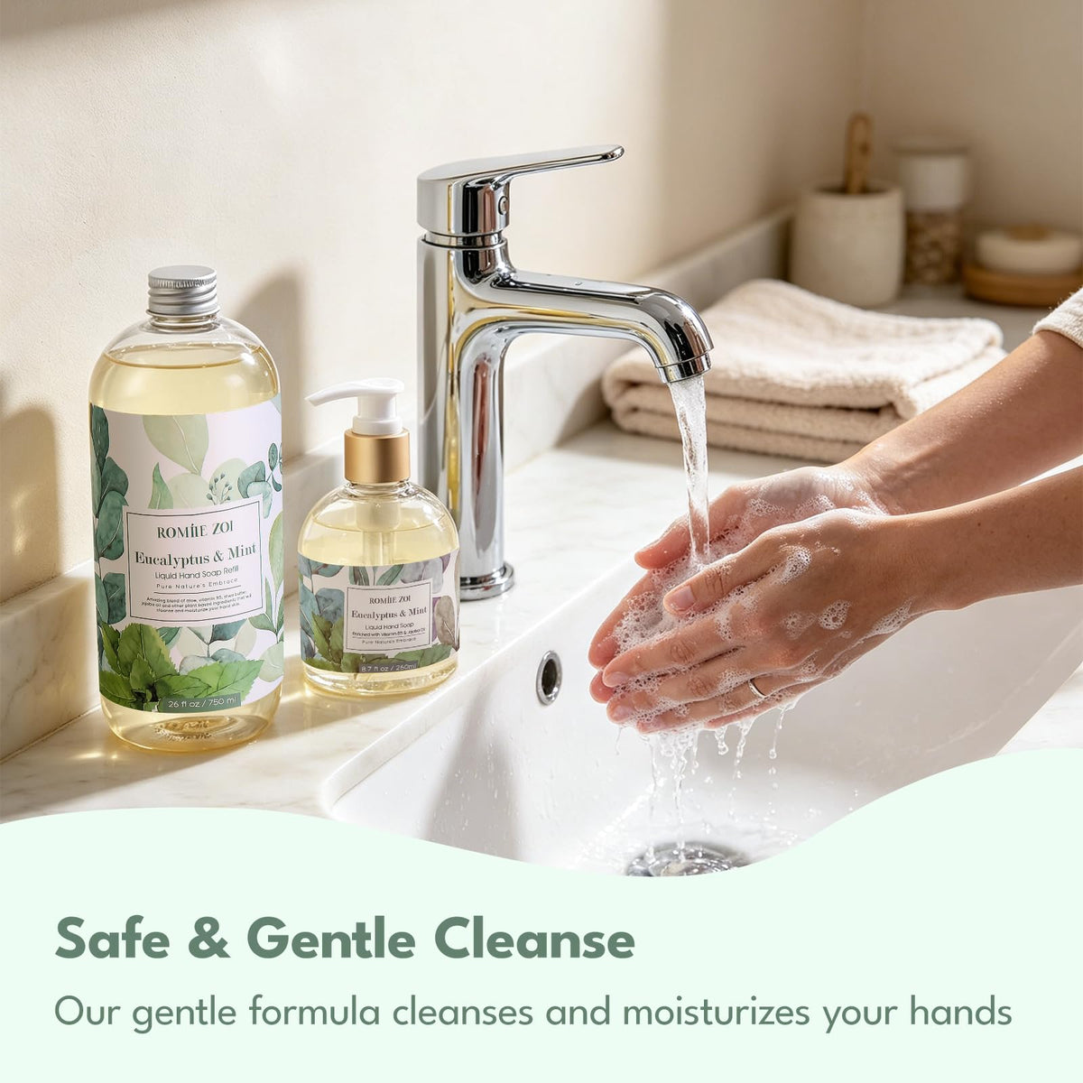 ROMIIE ZOI Liquid Hand Soap Refill, Eucalyptus & Mint, 750ml/26 FL OZ