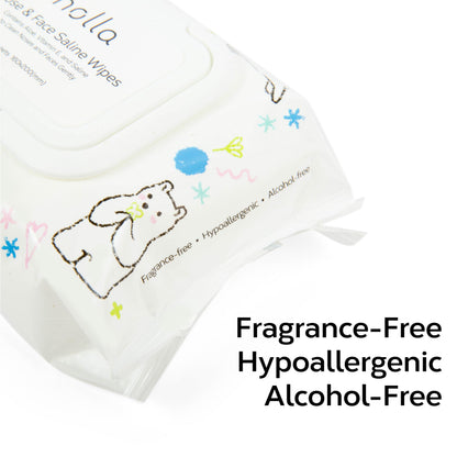 Nolla Nose and Face Wipes for Babies & Kids with Saline, Vitamin E, & Aloe | Unscented | Compostable, 180 Count (6 Packs of 30)