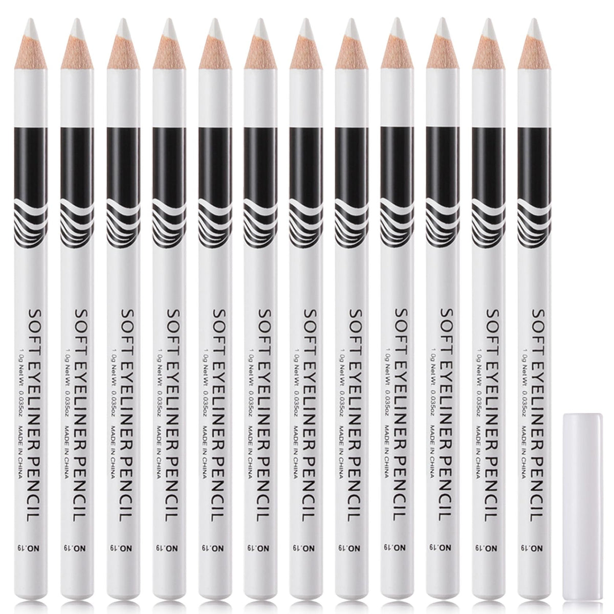 WENJLYJ 12 PCS White Eyeliner Pencils,Professional Long Lasting Waterproof Makeup Pencils,Highly Pigmented Inner Corner Eye Highlighter Eyeliner Pencil White Eye Liner Pen Sets for Women