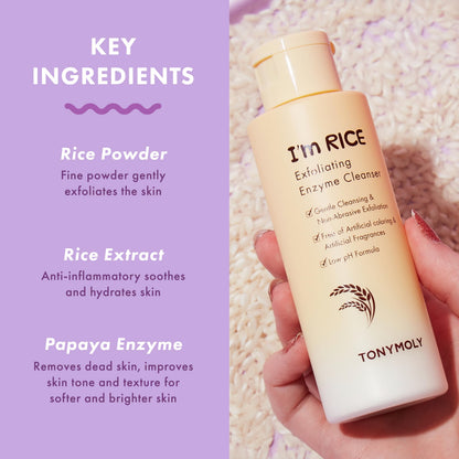 TONYMOLY I'm Rice Enzyme Cleanser - Rice Powder and Papaya Face Polish, 50g