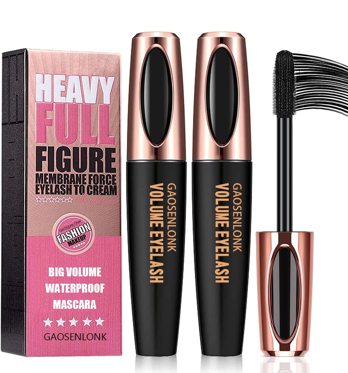 GAOSENLONK 2Pcs 4D Silk Fiber Lash Mascara, Long Lasting Eyelashes Mascara