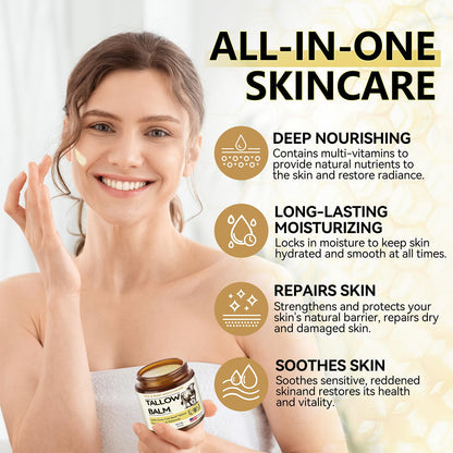 Veakoo Beef Tallow for Skin, Organic Whipped Tallow and Honey Balm, Grass Fed Beef Tallow Face Cream, Natural Tallow Skin Care Moisturizer Body Butter, Nourish and Soothe Dry Skin