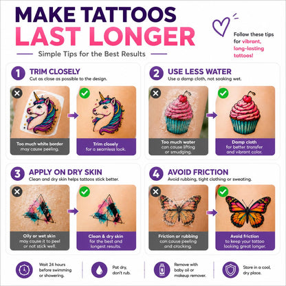 8 Sheets Printable Temporary Tattoo Paper for INKJET PRINTER, Vibrant Color