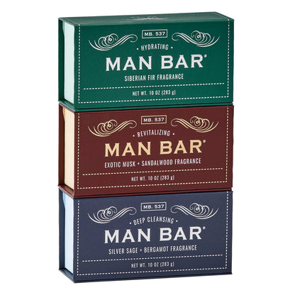 San Francisco Soap Company Man Bar 3-Piece Gift Set - No Harmful Chemicals - Good for all Skin Types - Made in the USA