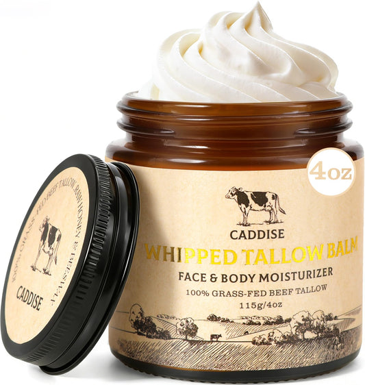 CADDISE Whipped Beef Tallow for Skin, Tallow and Honey Balm, Bergamot, 4 Oz