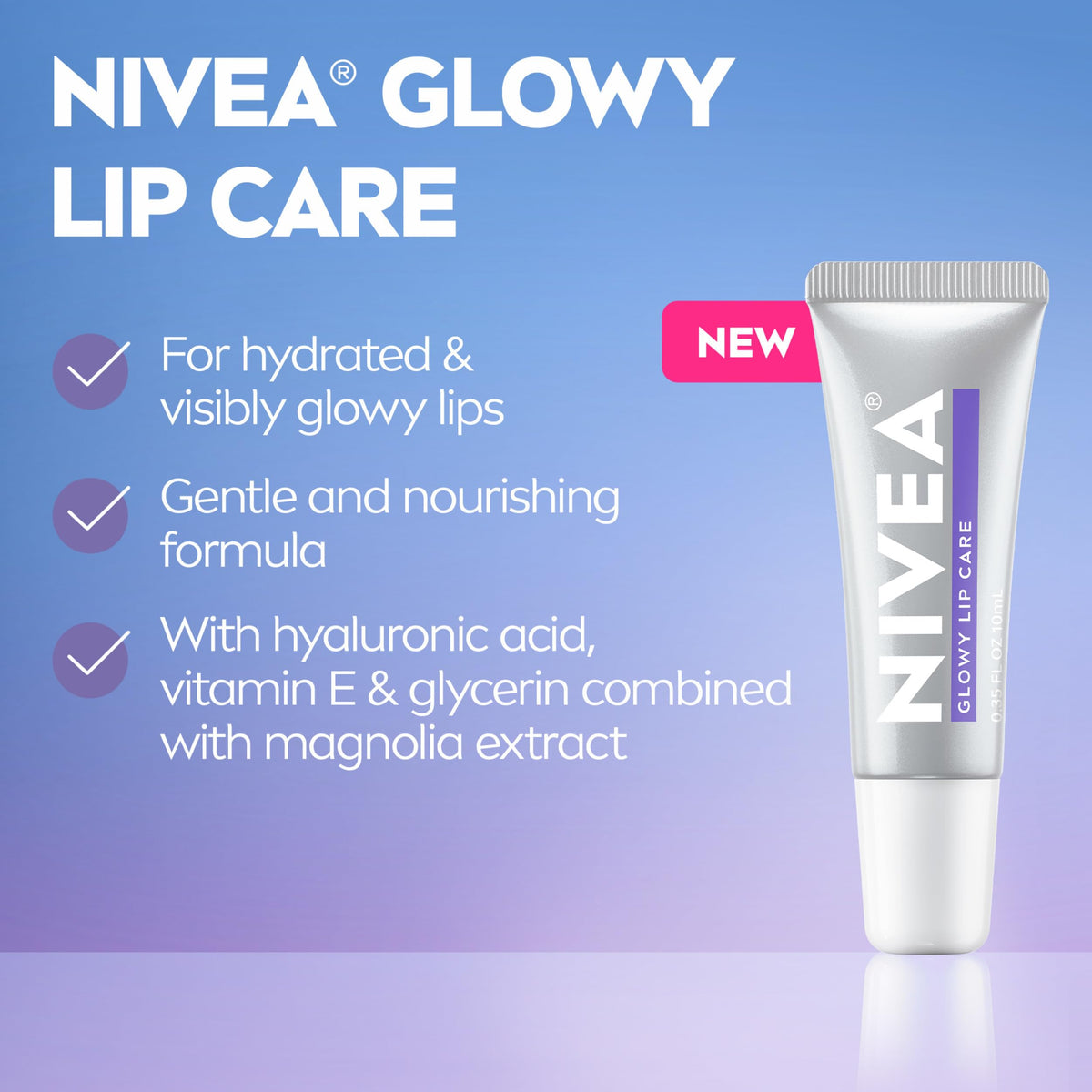 NIVEA Glowy Lip Care, Hydrating Lip Balm, 0.35 FL OZ