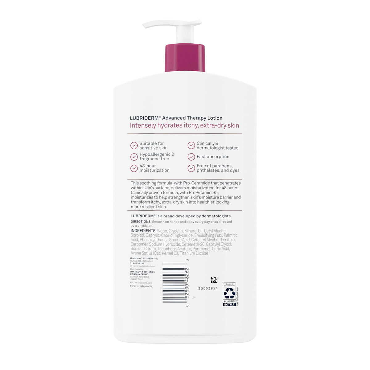 Lubriderm Advanced Therapy Hand & Body Lotion, Fragrance Free, 24 fl. oz