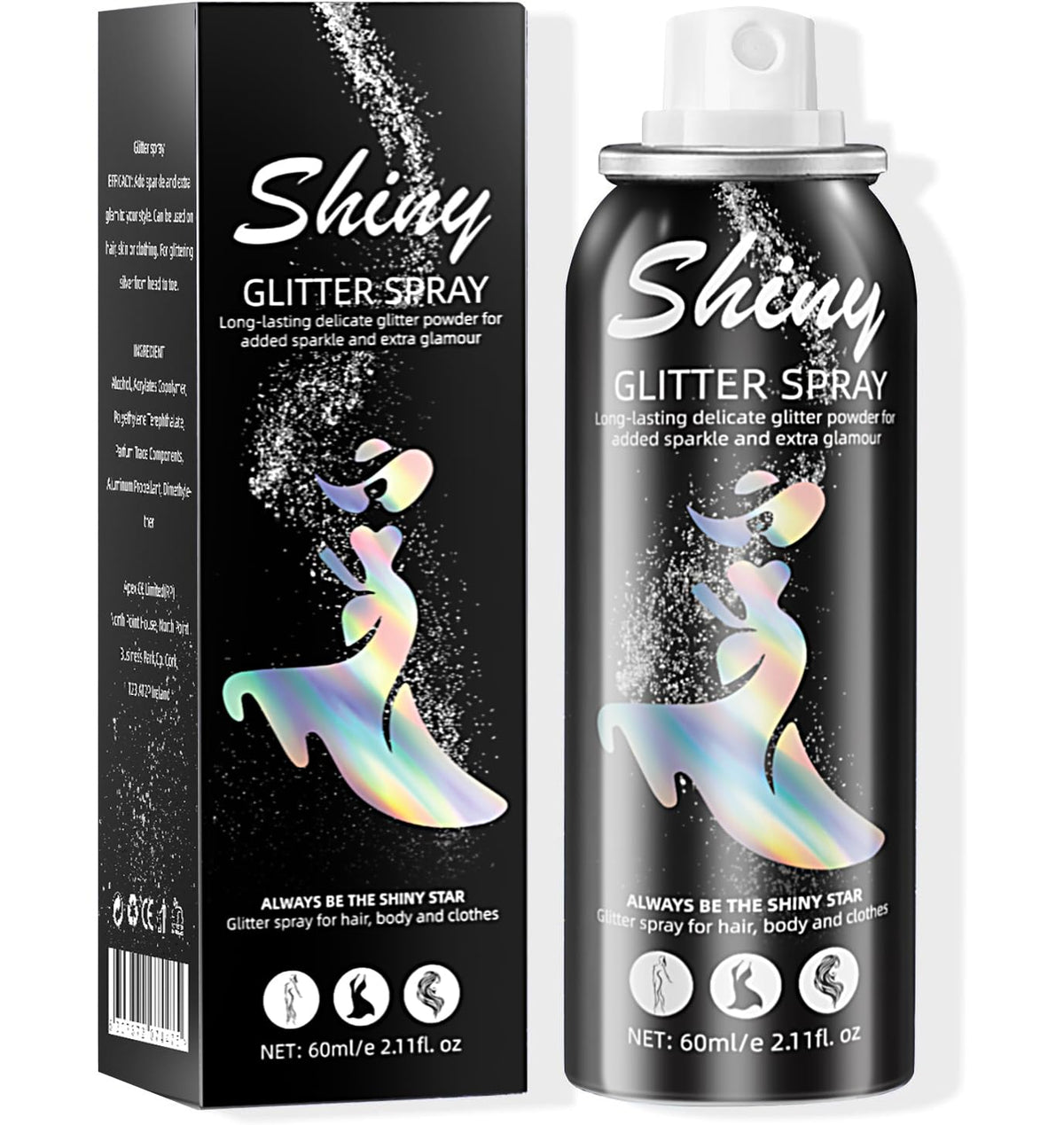Ragkun Glitter Spray, Hair and Body Glitter Spray, Rave Makeup