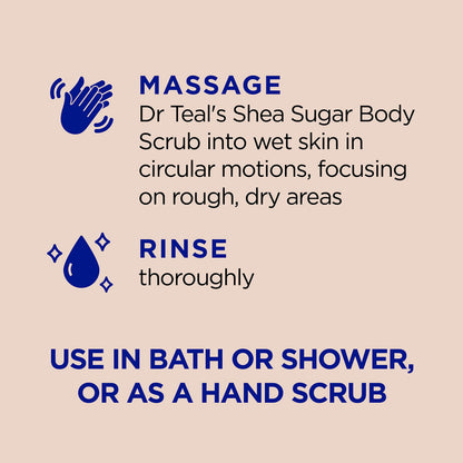 Dr Teal's Shea Sugar Body Scrub, Shea Butter with Almond Oil & Essential Oils, 19 oz (Pack of 3)