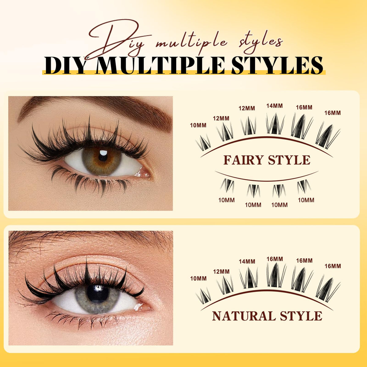 QUEWEL Fairy-Lash Clusters Kit, 144pcs Manga-Lash Clusters Kit