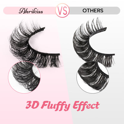 Ahrikiss Lashes Russian Strip Lashes Fluffy False Eyelashes D Curl (D03)