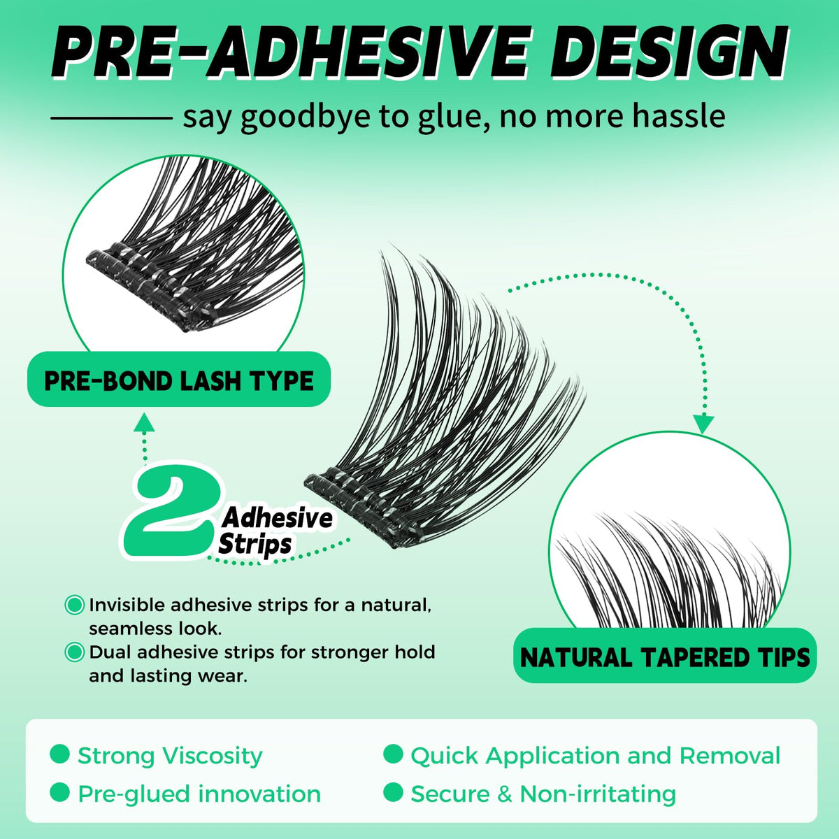 LASHSUN Self Adhesive Wispy Lash Clusters Kit, Mixed Length 8mm-16mm156pcs