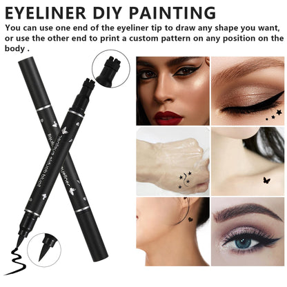 QIUFSSE 5PCS Liquid Eyeliner Stamp Pen Set,Eyeliner Liquid Liner Black