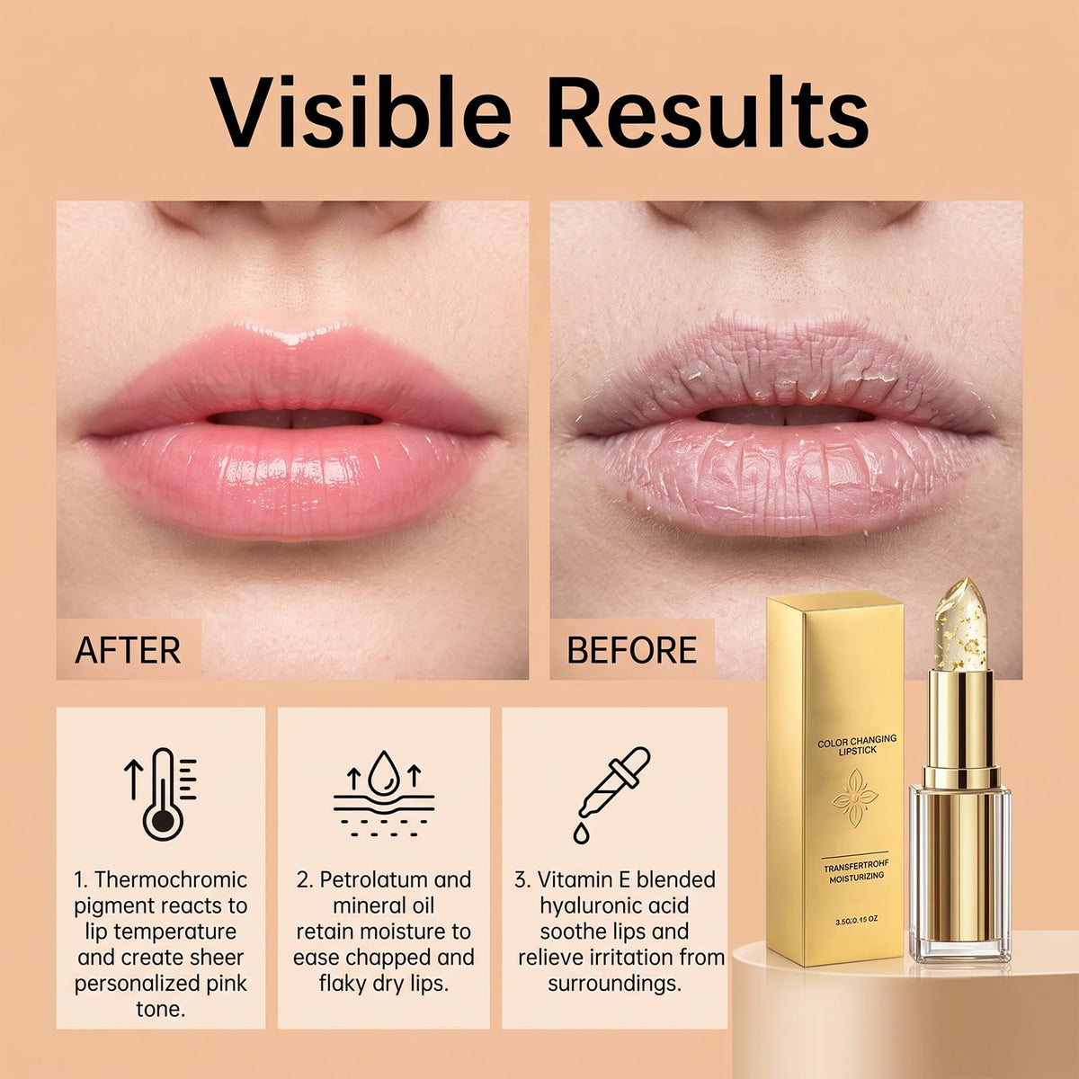 Color Changing Lipstick, Lipstick for Mature Lips,Lip stick for Women