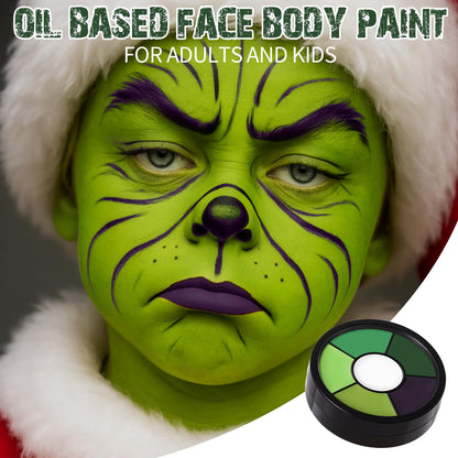 BOBISUKA Green Face & Body Paint – 6 Colors Cream Washable Face Paint for Witch Beetle-Juice Frankenstein Goblin Hunting Camo Costume & Theme – Easy to Blend, High Pigment & Long Lasting