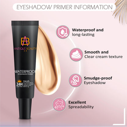 Waterproof Eyeshadow Primer for Oily Eyelids – 24H Long Lasting, Smudge-Proof Eye Primer Base for All Skin Tones – Antique Beauty (15 g)