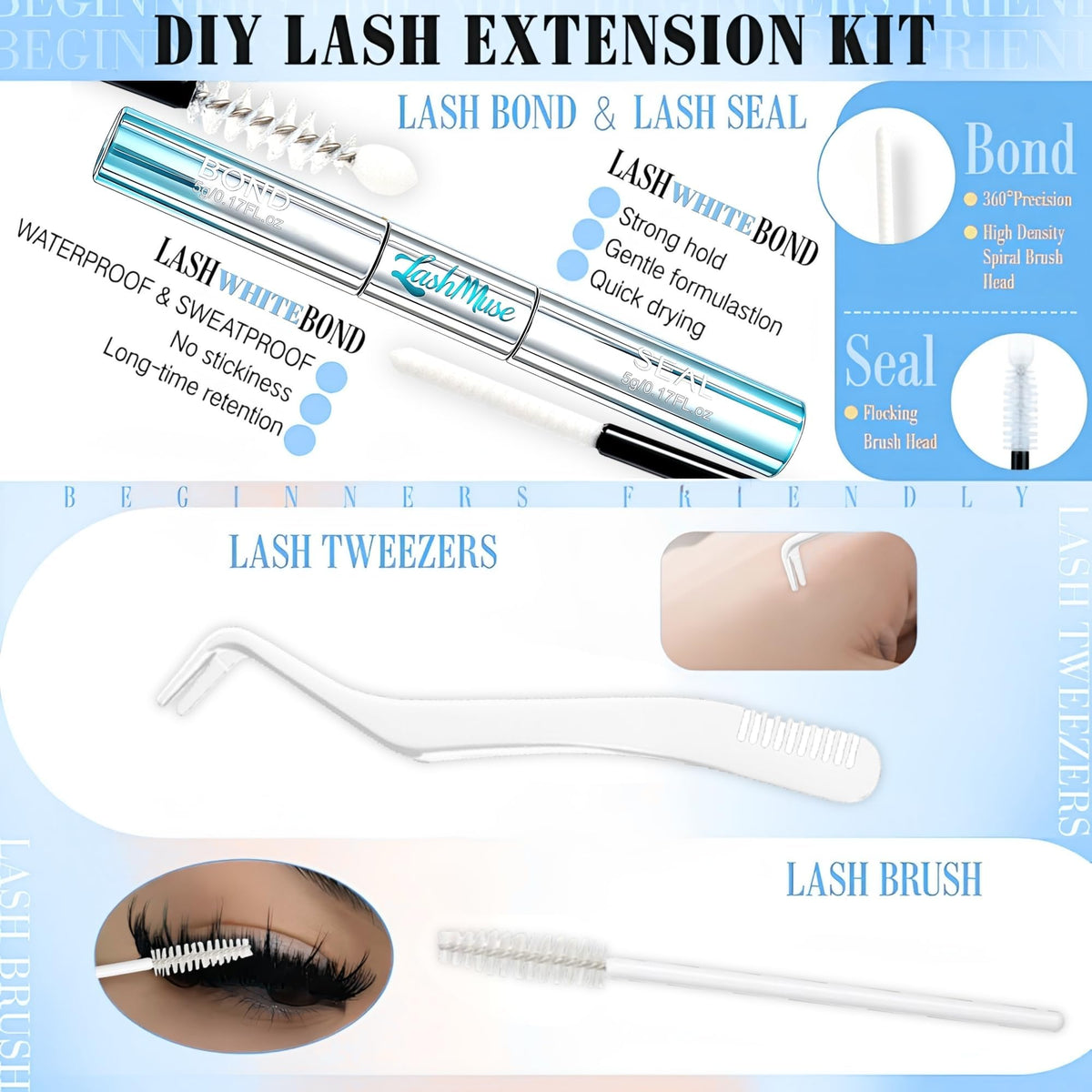 720Pcs Lash Clusters Kit Wispy Volume 30D 40D 50D 60D Cat‑Eye Doll‑Eye Look