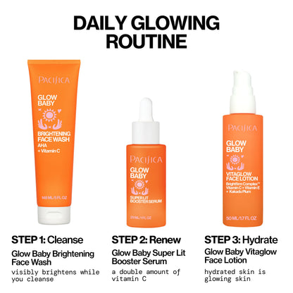 Pacifica Glow Baby Brightening Facial Cleanser 5oz – Vitamin C & Glycolic Acid (AHA) Face Wash for Radiance – Daily Cleanser for Anti-Aging Exfoliating for Smooth, Even Glowing Skin Vegan Clean Beauty