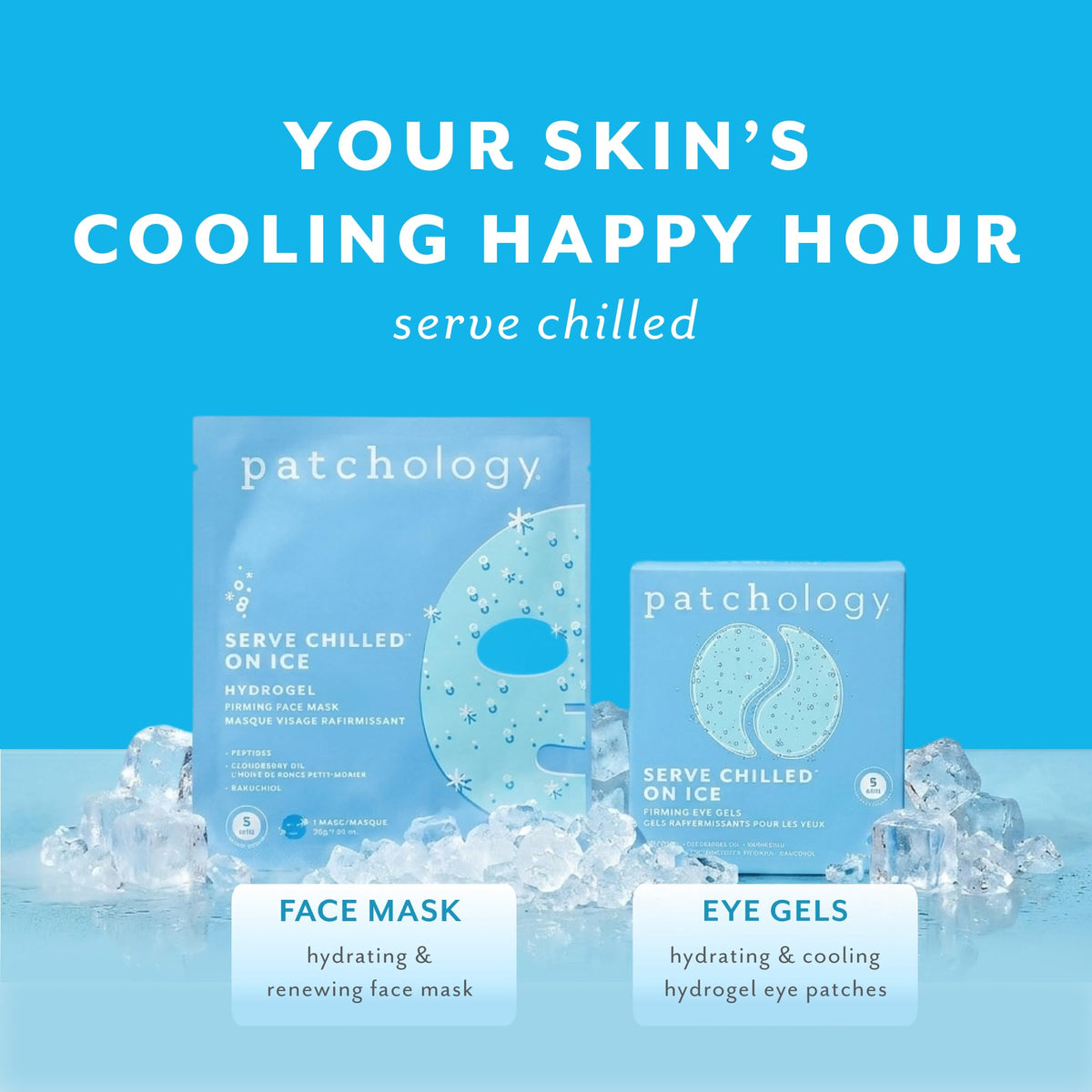 Patchology On Ice Cooling Blue Under Eye Patches For Puffy Eyes | 5 Pairs