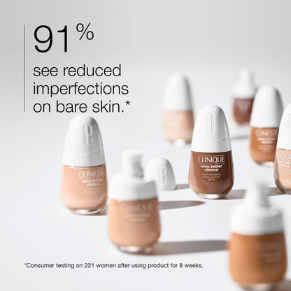 Clinique Even Better Clinical Serum Liquid Foundation SPF 25 With Vitamin C, Salicylic Acid + Hyaluronic Acid For Combination to Oily Skin Types | Full Coverage + Matte Finish, Ivory, 1 Fl Oz