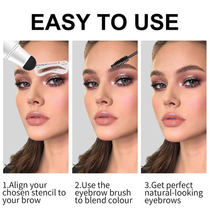 Eyebrow Stencils, Eye Brow Stencil Kits Waterproof Eyebrow Stamp Perfect Eyebrows, Smudge-proof Brow Stamp Eyebrow Kit for Women With 10PCS Eyebrow Shaping Kit Long-Lasting, Medium Brown