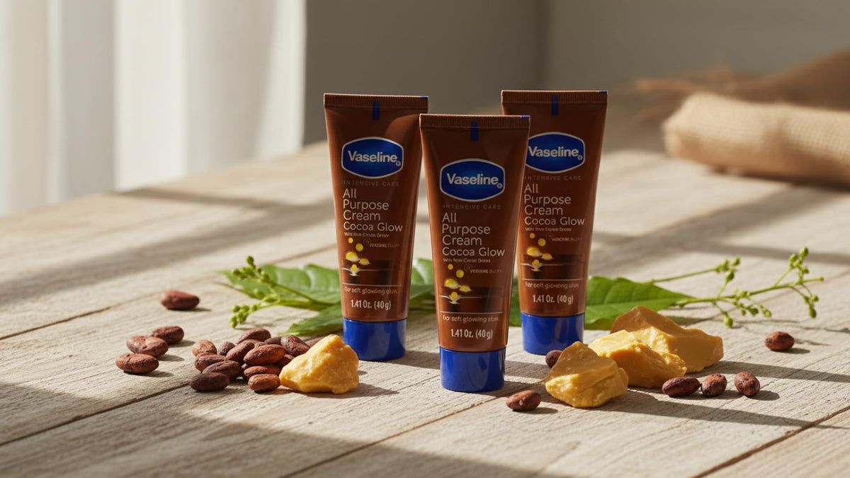 Vaseline All Purpose Cream Cocoa Glow, with Pure Cocoa Butter, 6-Pack, 1.41 FL Oz Each, 6 Tubes
