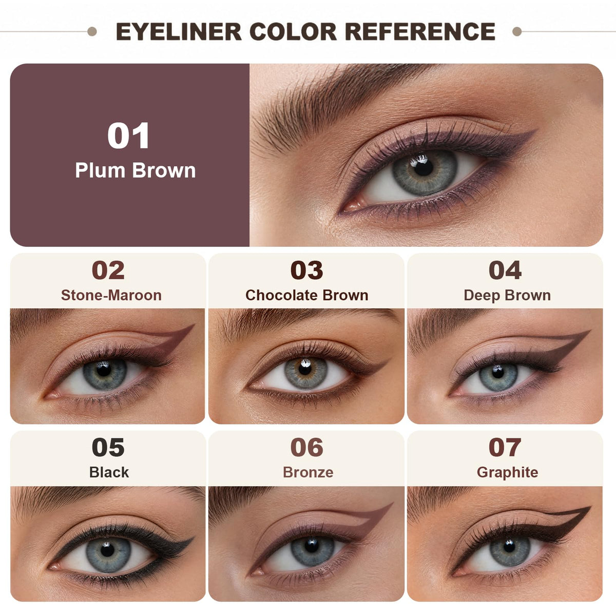 Plum Brown Eyeliner Pencil for Mature Eyes, Waterproof Smooth No-Tug Glide