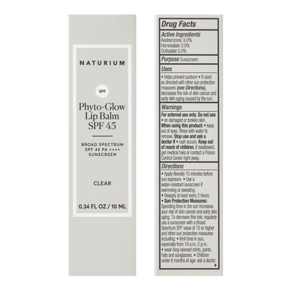 Naturium Phyto-Glow Lip Balm SPF 45 | Hydrating Gloss with Broad Spectrum Sunscreen | 0.34 FL OZ / 10 mL, Clear
