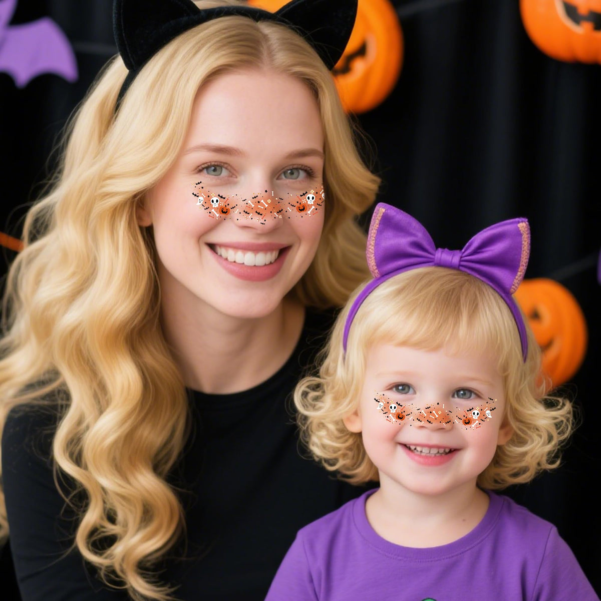 Halloween Party Favors - 9 Pack Black Bat Freckles Face Tattoos | Halloween Games Gifts Crafts Treats for Kids - Halloween Makeup Costumes Accessories Party Decorations Supplies for Women Adult 2026