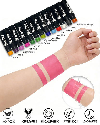 Honlley Hot Pink Football Eye Black Stick, Grease Face Body Paint Halloween