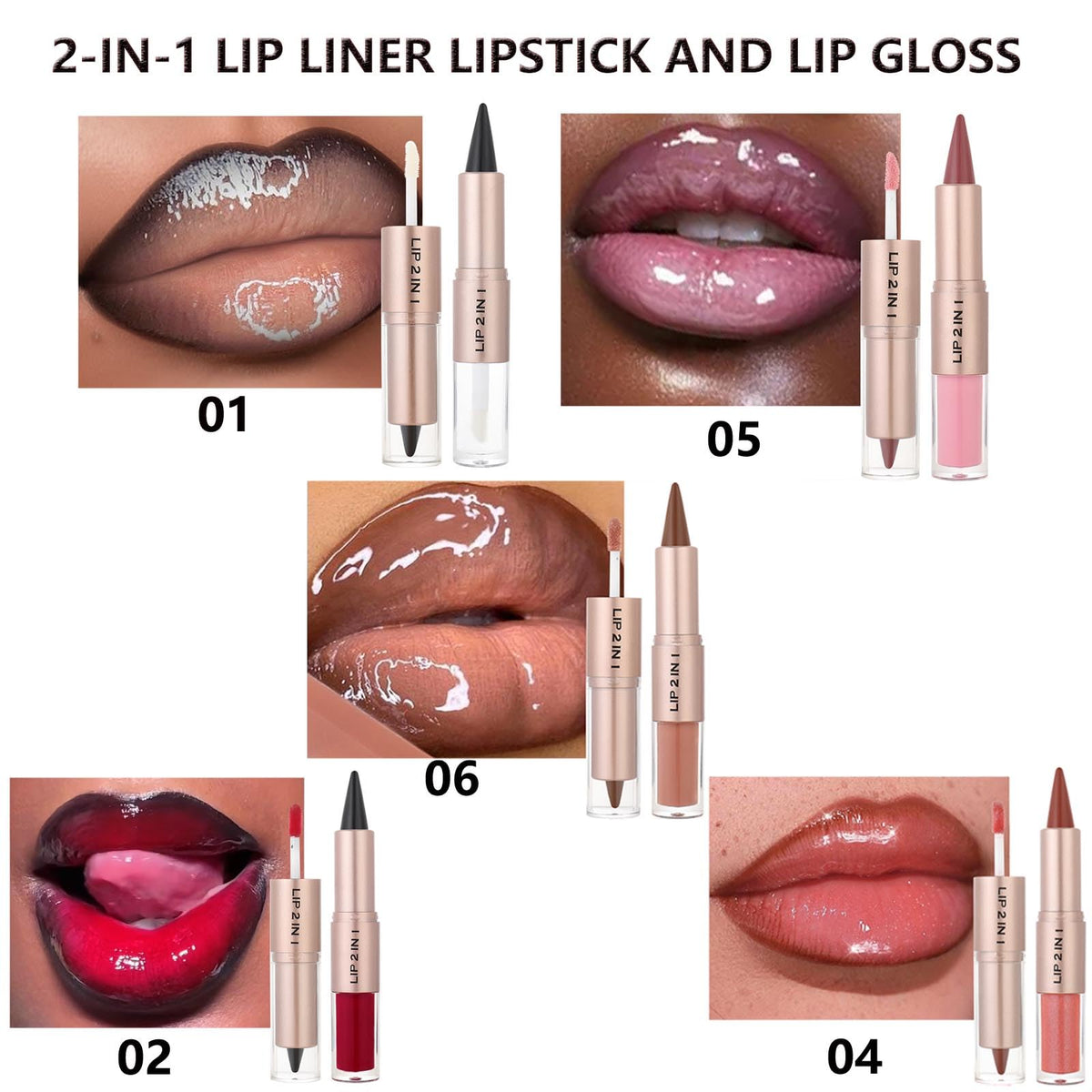 MiaSarah Lip Liner Gloss Lip Combo Sets Kit,Nude Brown Lip Liner and Brown Gloss Set, lip combo sets for black women, High Pigmented Long Lasting Plumping Lip Gloss Lipstick Waterproof Lip Combo 06