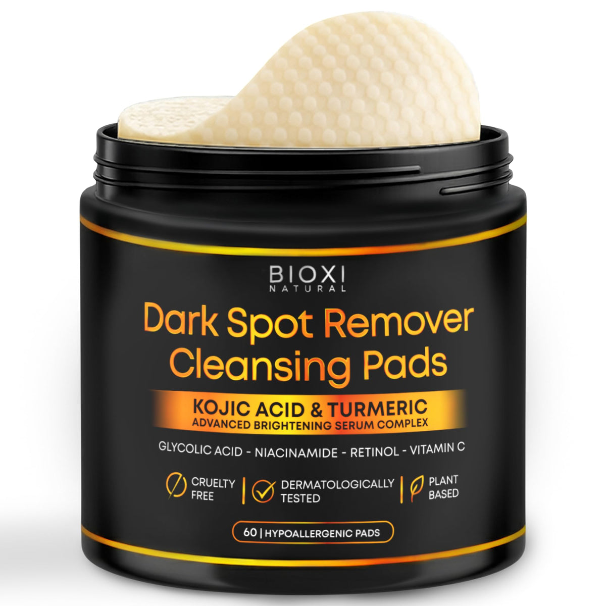 Dark Spot Remover Cleansing Pads with Kojic Acid & Turmeric for Face & Body