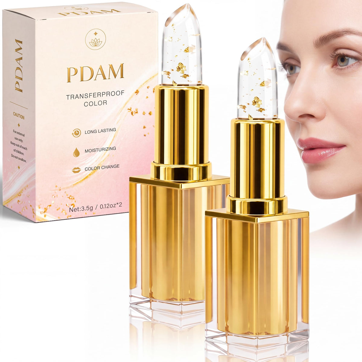PDAM Kivora pH Color Changing Lipstick, Long Lasting Moisturizing Kivora Signature Lipstick with Transfer‑Proof Finish, Skin‑Adaptive Color, Ideal Holiday Gift (2‑Pack)