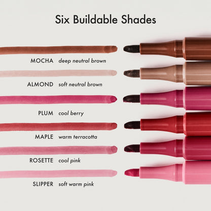 Summer Fridays Flushed Lip Stain Liner, 12hr Wear & Transfer-Proof, Mocha