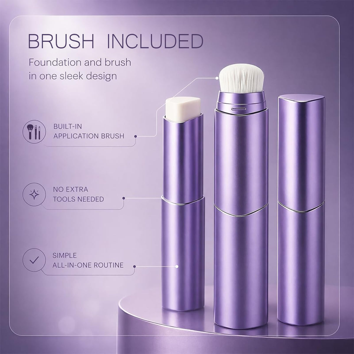 Face Color Love Changing Foundation Stick, 2-in-1 Foundation Stick with Built-In Brush, Moisturizing Long Lasting Makeup for Deep Skin Tone, Smooth Finish, Buildable Coverage, Natural Finish