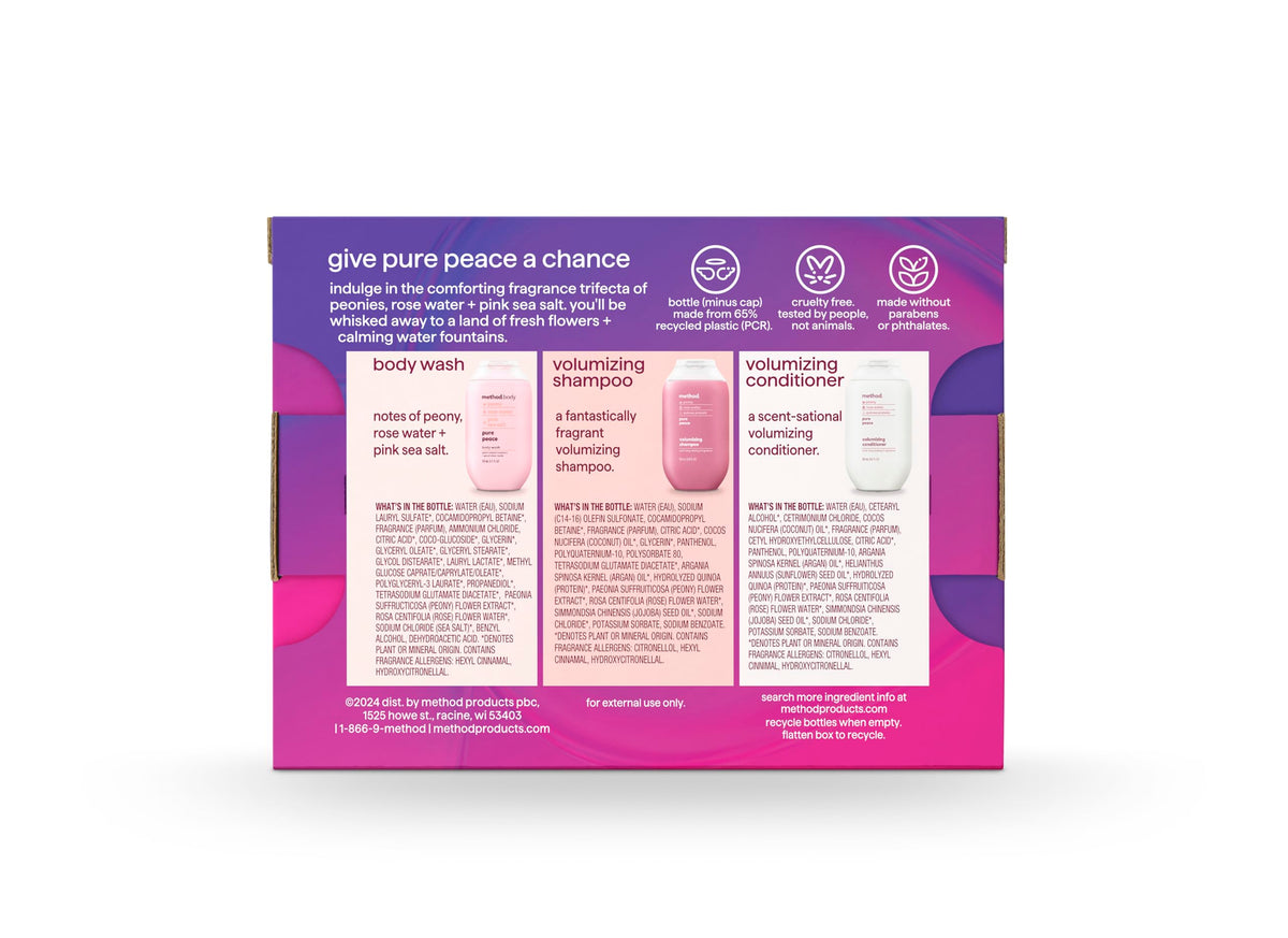 method Body Wash and Hair Care Gift Set, Pure Peace, 3.4 fl oz