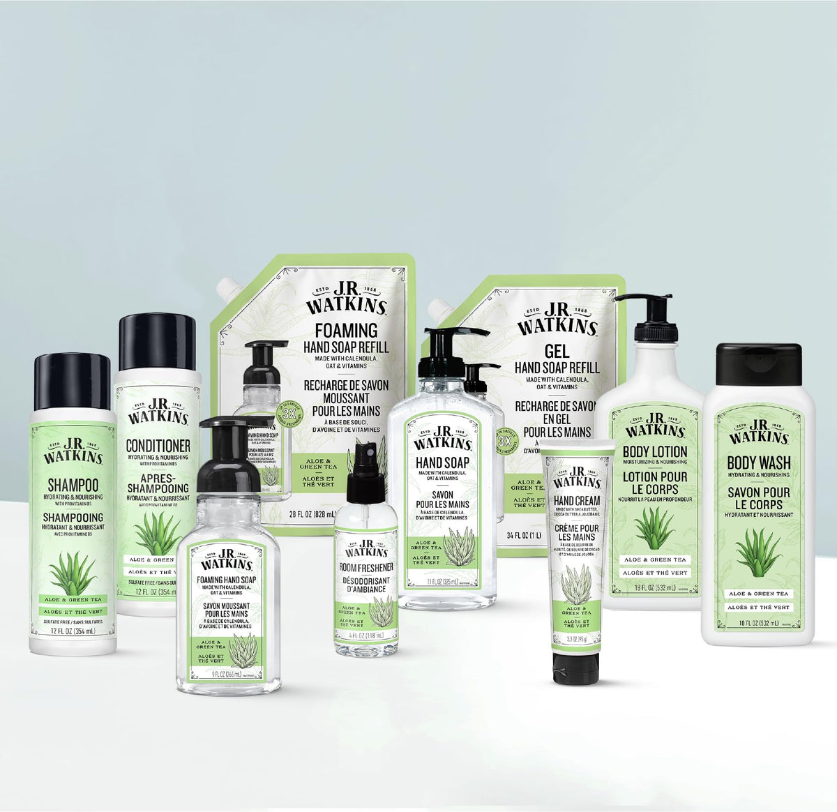J.R. Watkins Foam Hand Soap Refill 2 Pack, Aloe & Green Tea, 28 fl oz