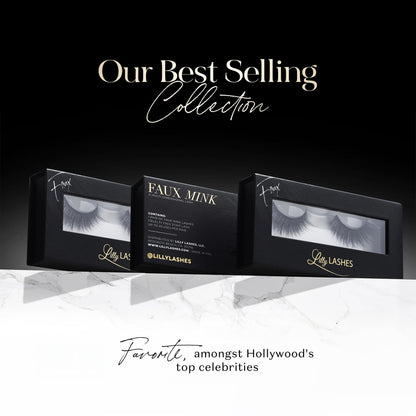 Lilly Lashes 3D Miami Faux Mink Strip Eyelashes, False Eyelashes Dramatic Look, Reusable False Lashes, Fake Lashes Pack, Lash Strips with Luxury Silk Like Fibers, No Lash Glue Included