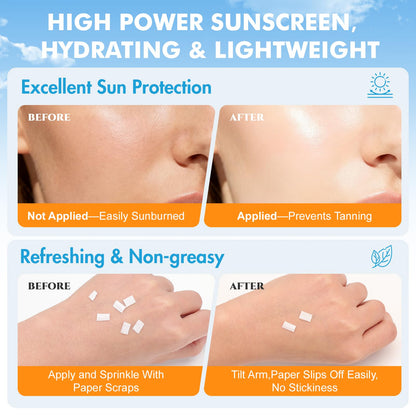 30 Pack Travel Size Sunscreen, SPF 50, Mini Sunscreen for Face and Body