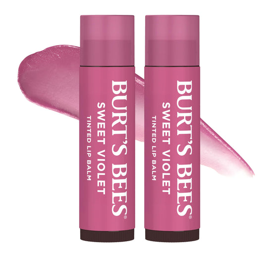 Burt's Bees 100% Natural Tinted Lip Balm, Sweet Violet, 0.15 Oz, Pack of 2