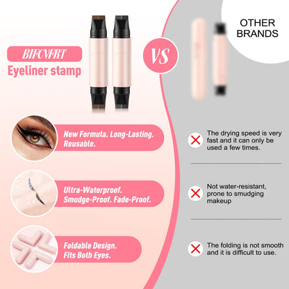 BIFCVFRT Winged Eyeliner Stamp Pen, Waterproof Smudge Proof, Wingliner Cat Eye Pencils with Rotating Foldable Design, Black for Beginners