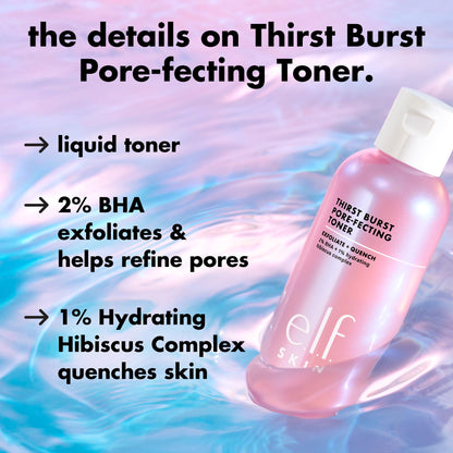 e.l.f. SKIN Thirst Burst Pore-fecting Toner, Hydrating for Face, Smooths, Plumps & Minimizes Pores, Infused with Salicylic Acid, Vegan & Cruelty-Free