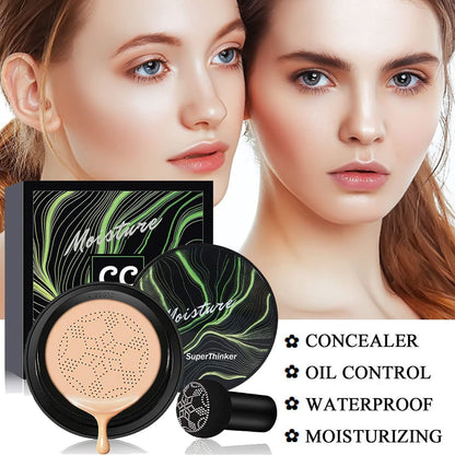 Cushion Foundation Concealer for Women, Face Makeup Air Cushion CC Cream Foundation for Mature Skin, Even Skin Tone, Tattoo Cover Up CC Cream Create A Lightweight Natural-looking Base (Natural)