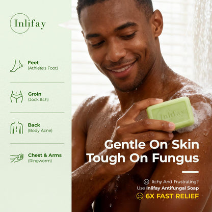 Inlifay Tolnaftate 1% Antifungal Bar Soap : Athletes Foot Ringworm Jock Itch Fast Itch Relief Tea Tree Oil Non-Greasy Anti-Fungal Bar Wash for Gym-Goers & Active Adults