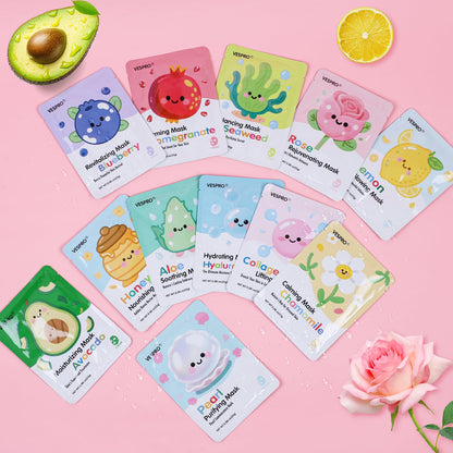 12 Pack Face Masks for Women, Hydrating & Moisturizing Sheet Mask Skincare