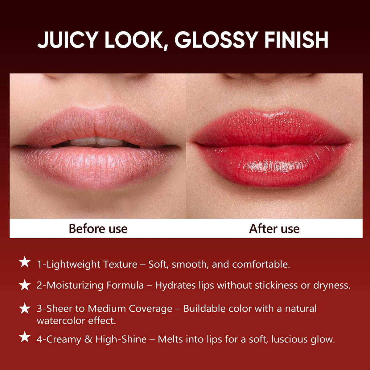 ilembane Cocoa Brown Hydrating Lipstick, Glossy Tinted Lip Balm - Cocoa