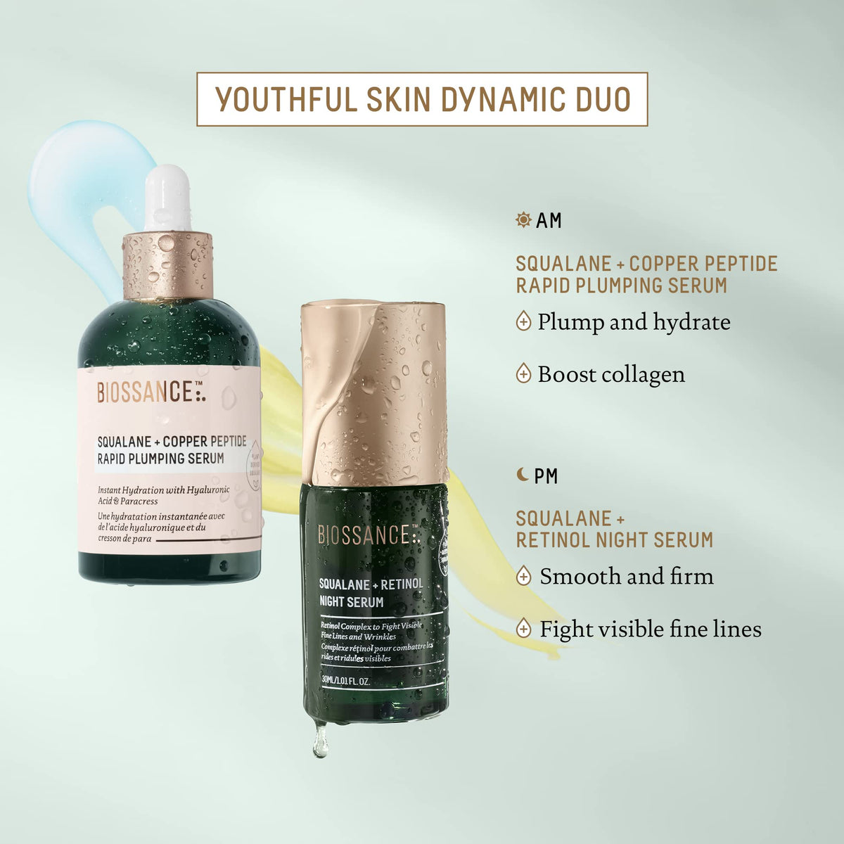BIOSSANCE Squalane + Copper Peptide Rapid Plumping Face Serum - 1.69oz